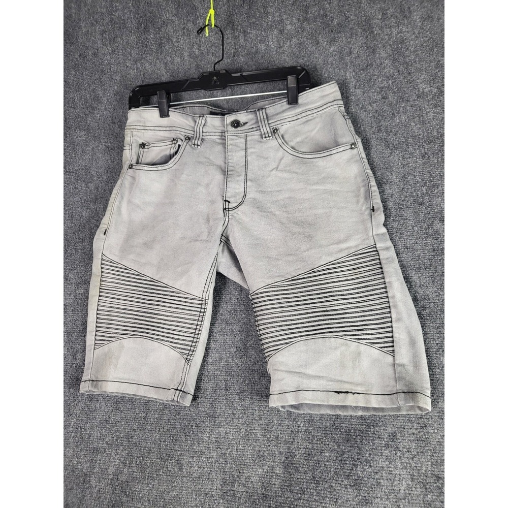 Marc Ecko Cut & Sew Moto Denim‎ Shorts Gray Mens Sz 32 Jorts Streetwear Hip Hop
